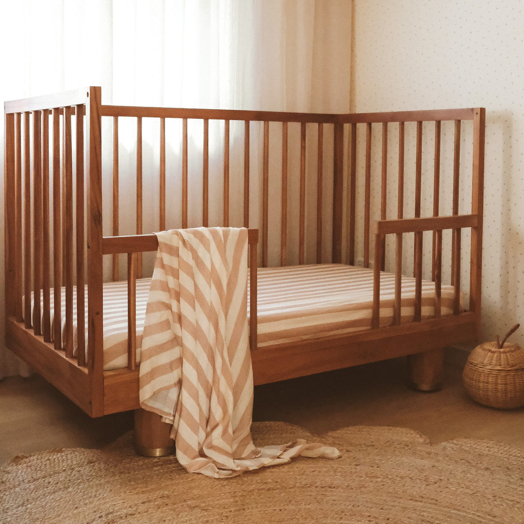 Cot | Fitted Sheet/Change Pad Cover | Organic - Coffee Stripe