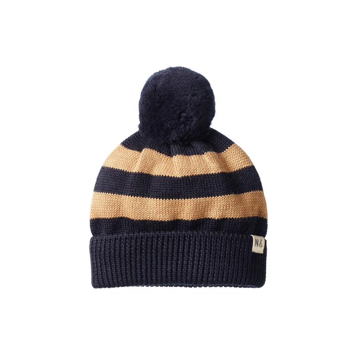 Beanie | Alpine - Navy/Caramel Stripe