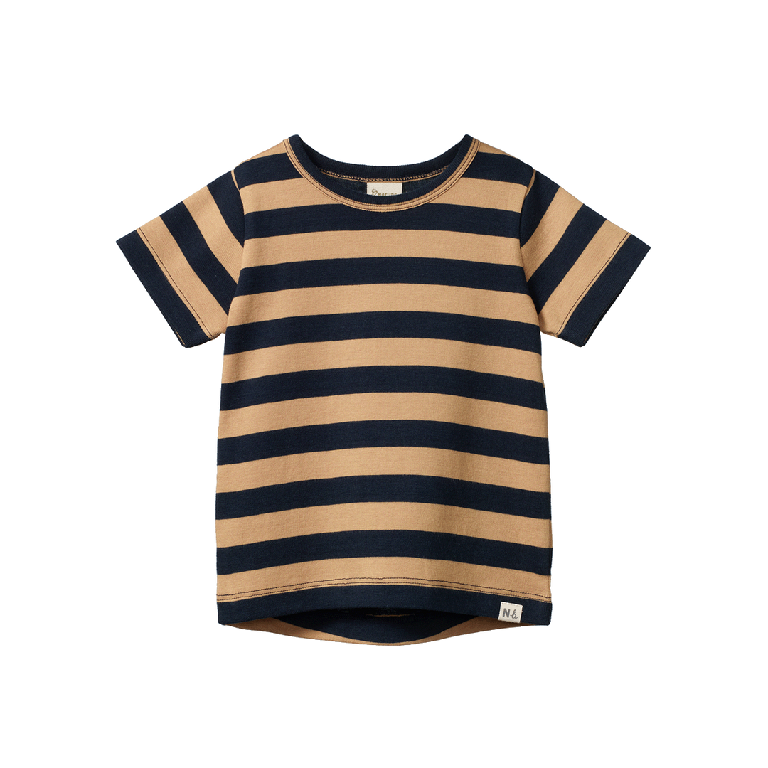 River Tee | Sailor Stripe - Navy/Caramel