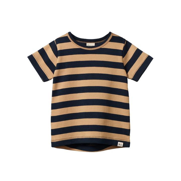 River Tee | Sailor Stripe - Navy/Caramel