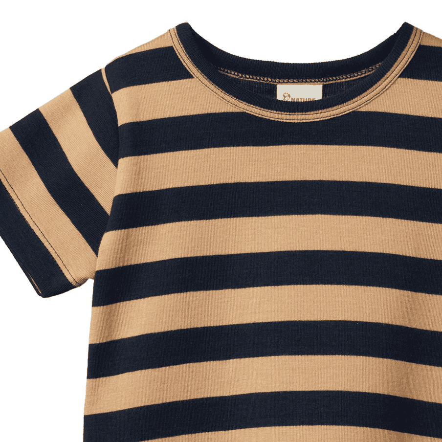 River Tee | Sailor Stripe - Navy/Caramel