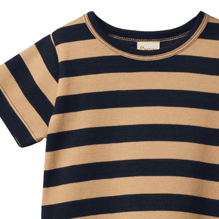 River Tee | Sailor Stripe - Navy/Caramel