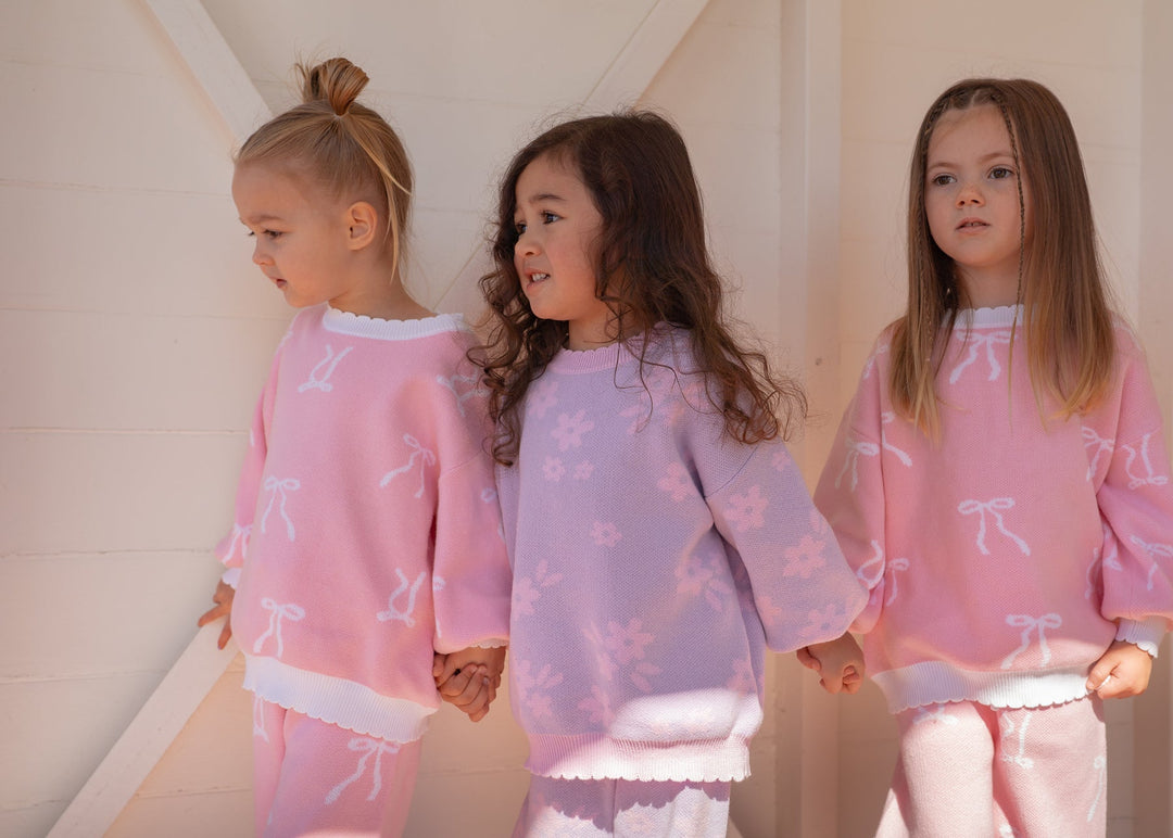 Knit Set | Daisy Pastel Lilac Floral