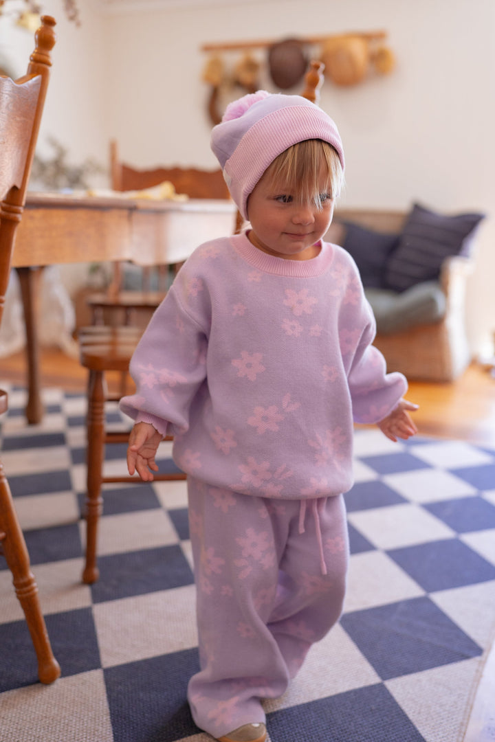 Knit Set | Daisy Pastel Lilac Floral