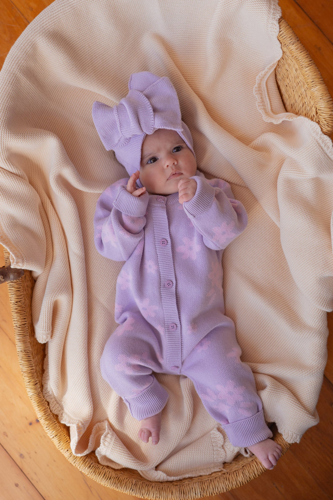 Knit Classic Romper | Daisy Pastel Lilac Floral