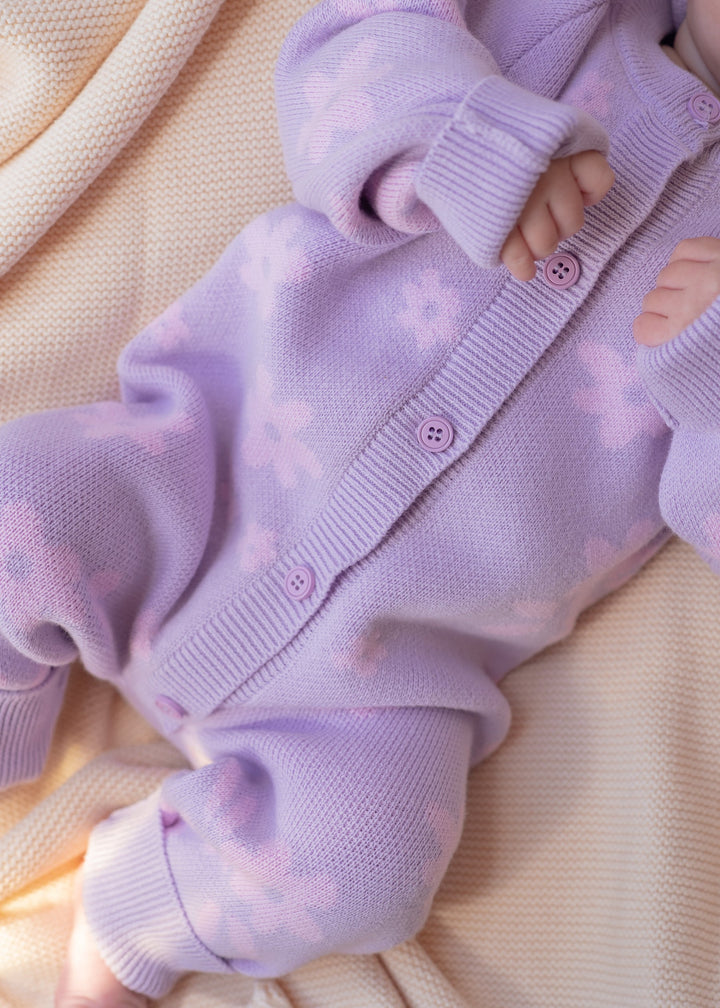 Knit Classic Romper | Daisy Pastel Lilac Floral