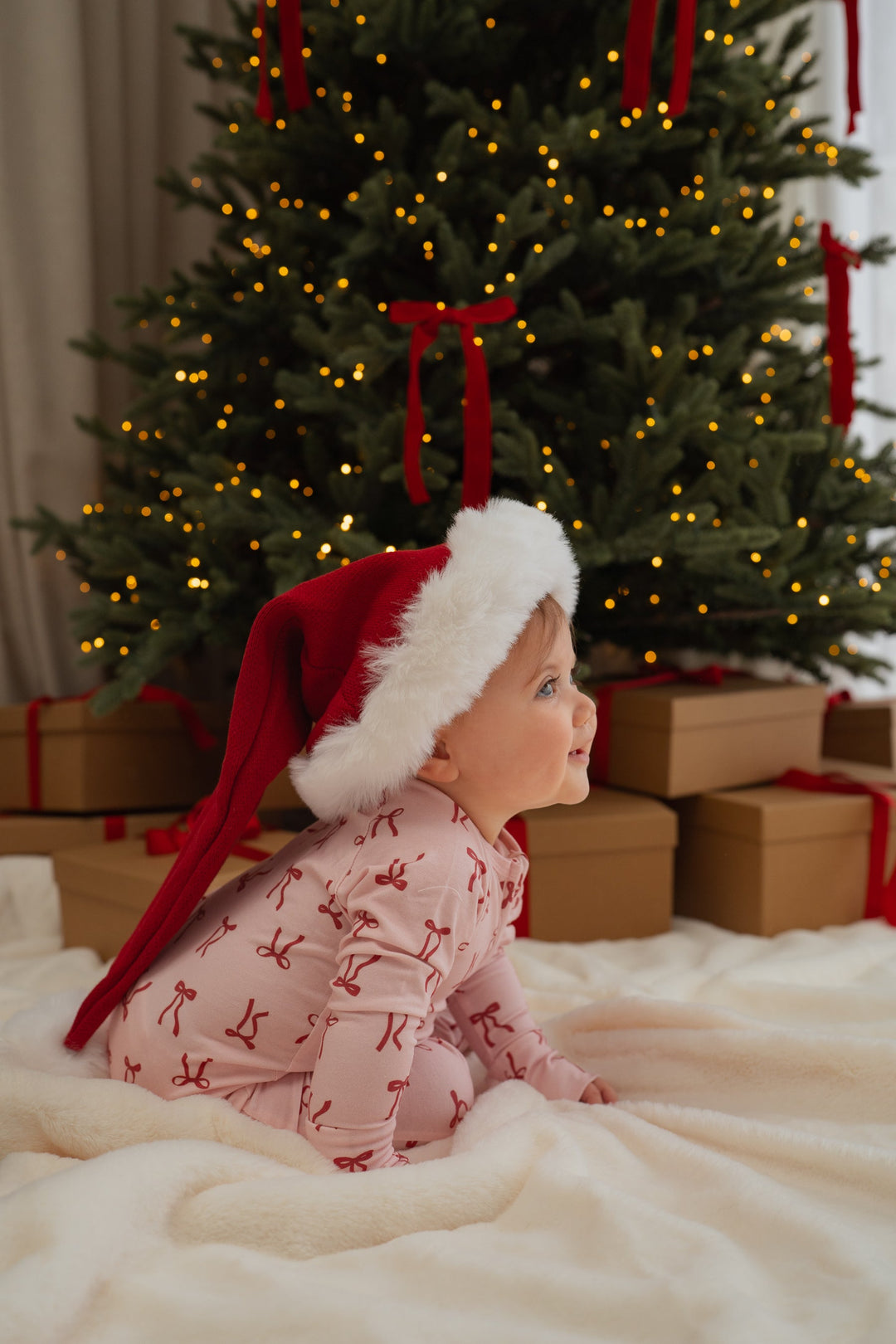 Frill Zip Romper | Red Bows