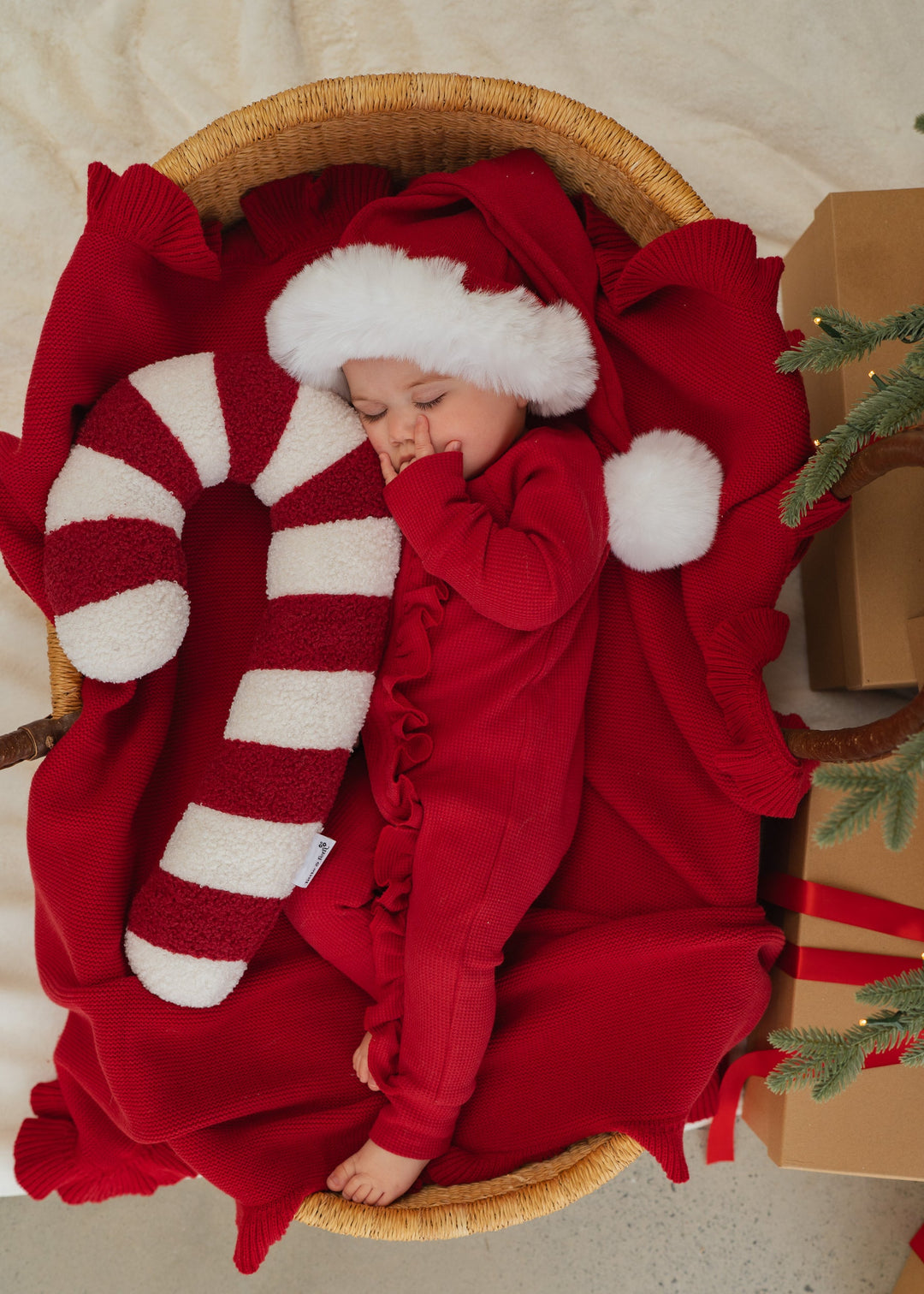 Frill Knit Blanket | Rudolph Red