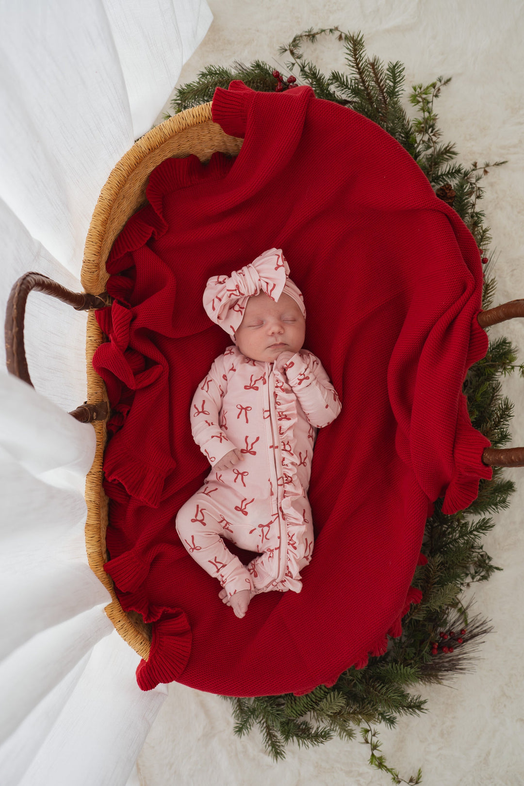 Frill Knit Blanket | Rudolph Red