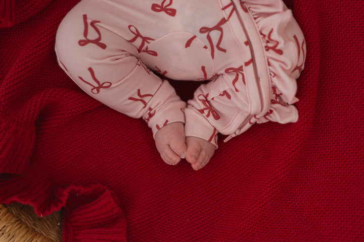 Frill Knit Blanket | Rudolph Red