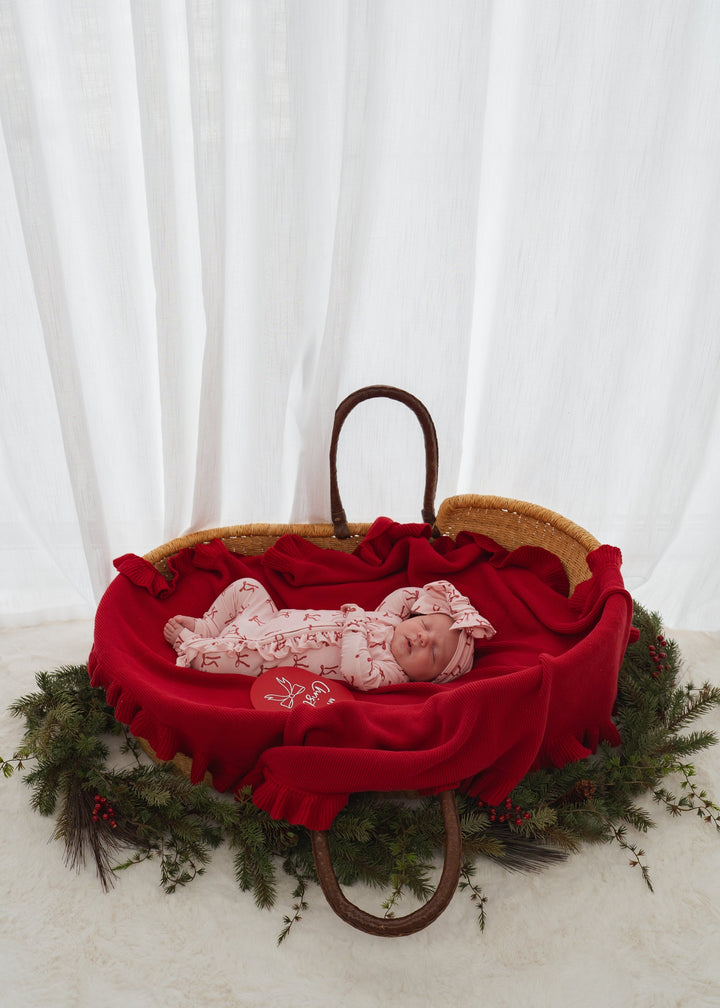 Frill Knit Blanket | Rudolph Red