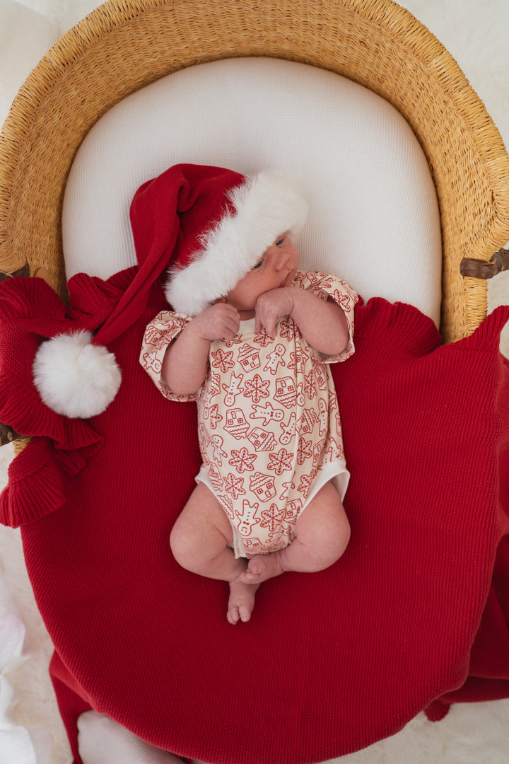 Frill Knit Blanket | Rudolph Red