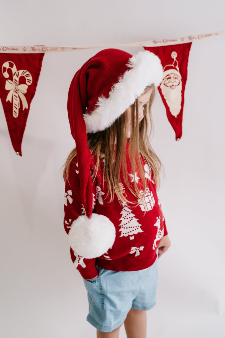 Knit Santa Hat | Rudolph Red