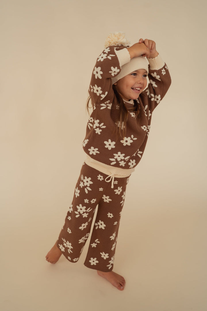 Knit Set | Daisy Floral Chocolate