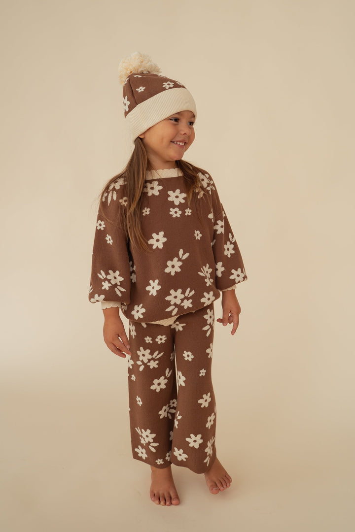 Knit Set | Daisy Floral Chocolate