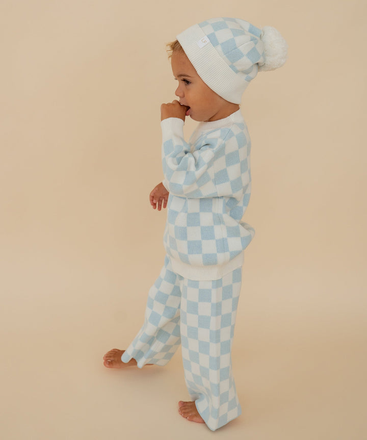 Knit Set | Sky Blue Checker