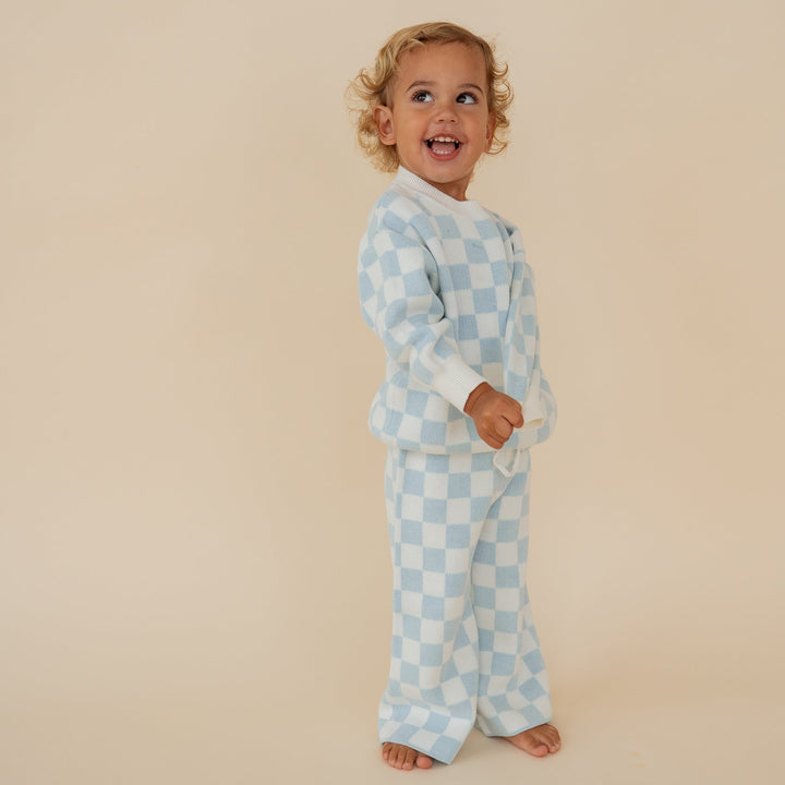 Knit Set | Sky Blue Checker