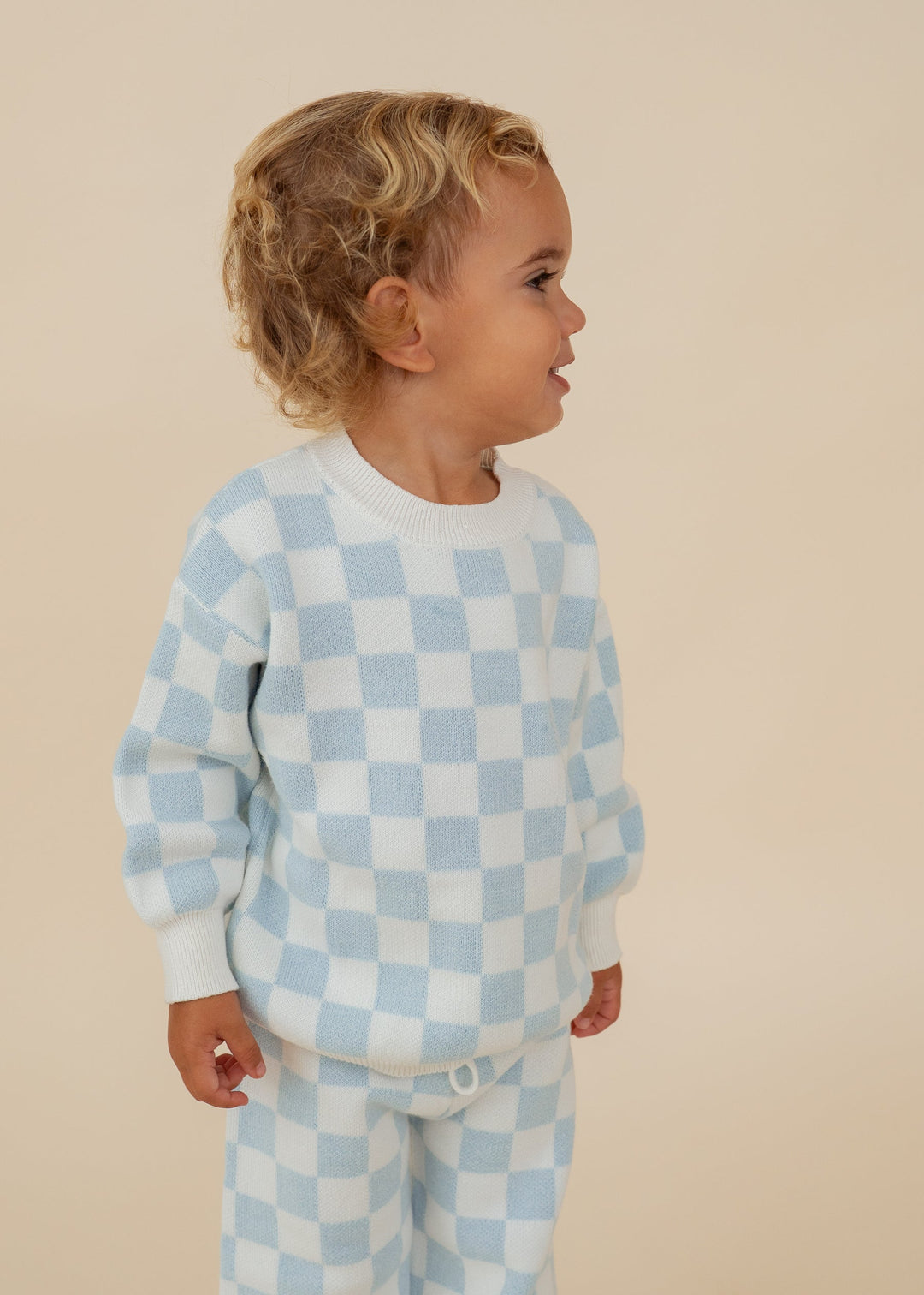 Knit Set | Sky Blue Checker