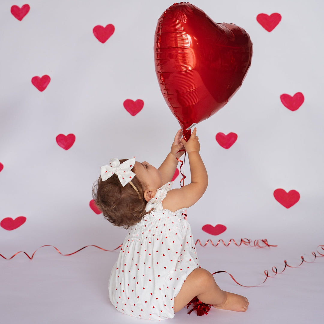 Bow Headband | Red Hearts Cotton