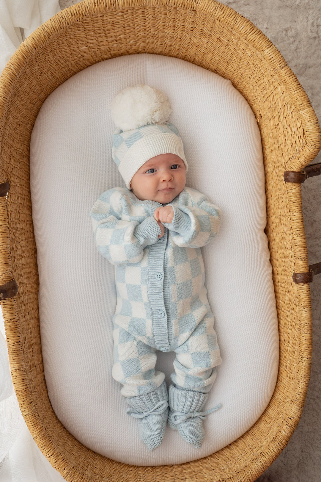 Knit Classic Romper | Blue Checker