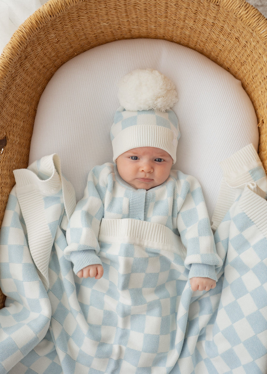 Knit Blanket | Blue Checker 