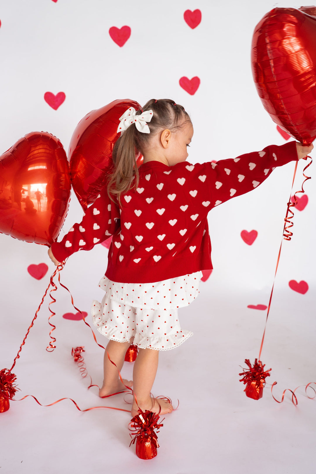 Knitted Cardigan | Red Hearts
