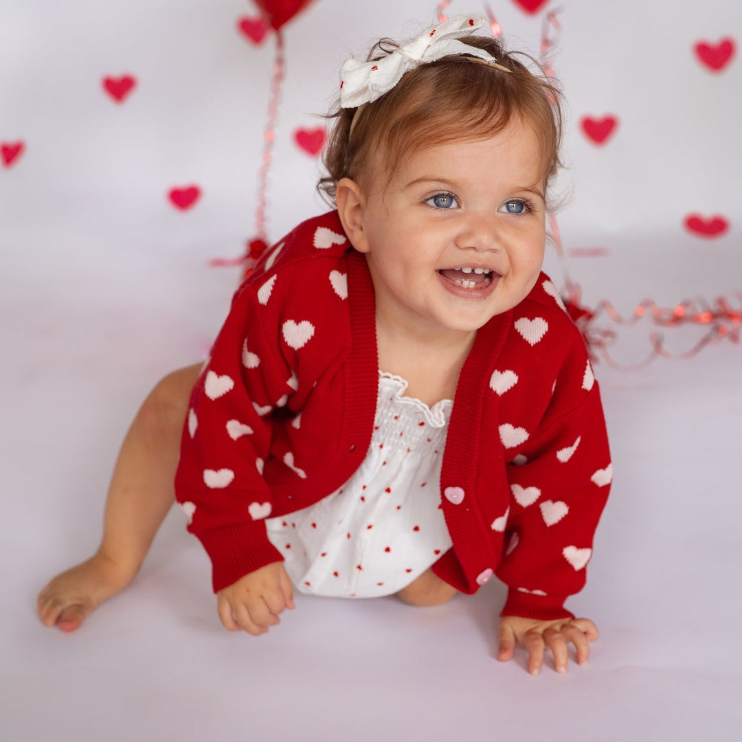 Knitted Cardigan | Red Hearts