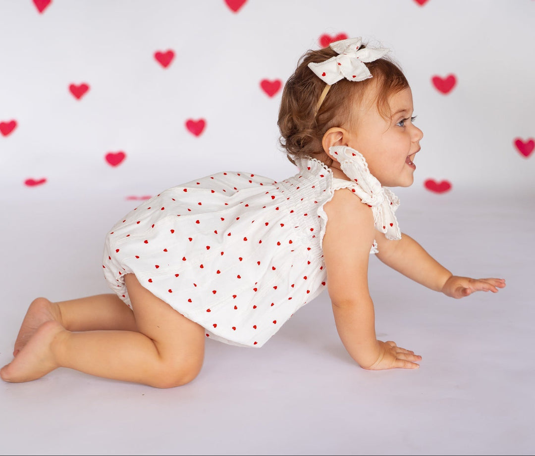 Bow Headband | Red Hearts Cotton