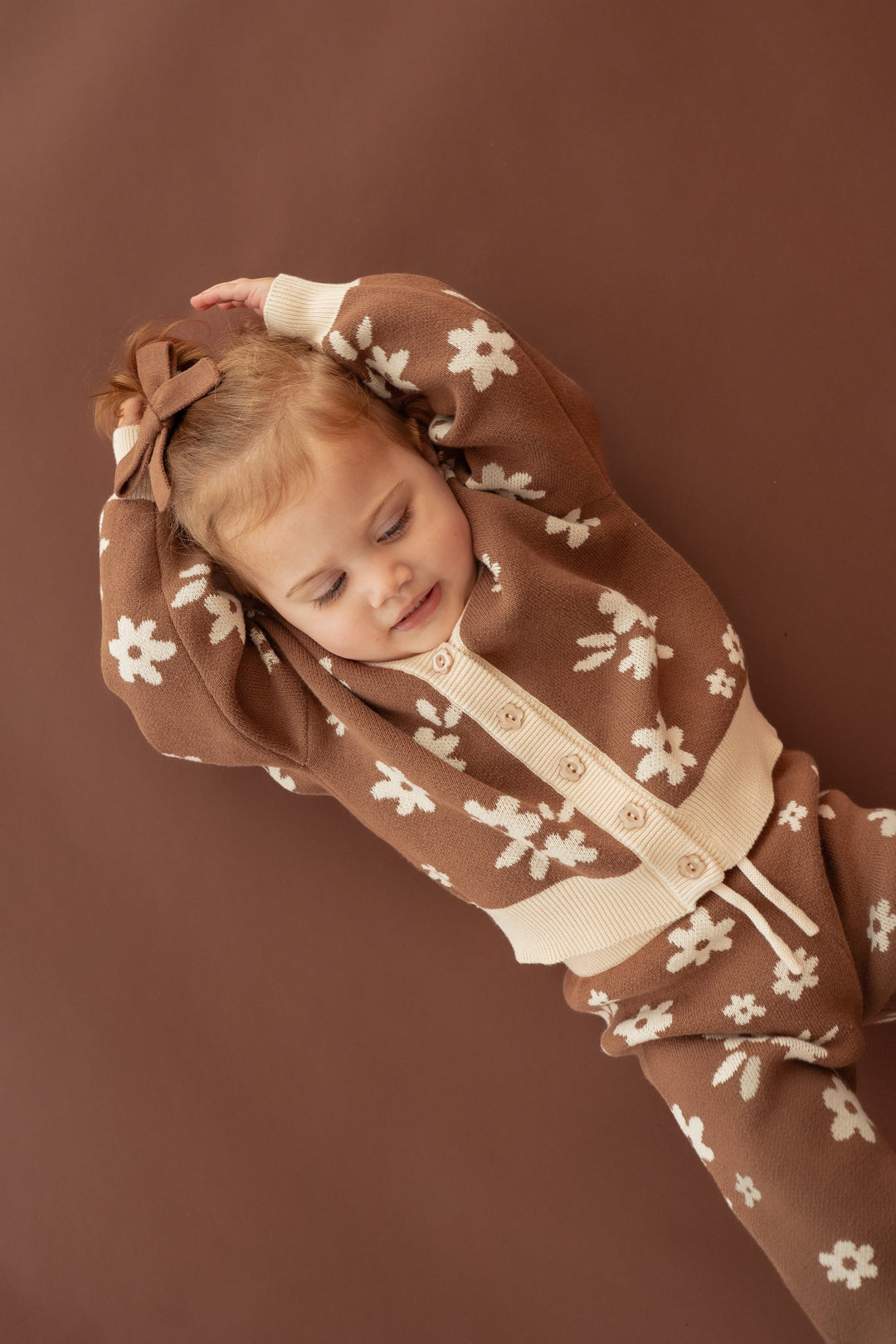Knitted Cardigan | Daisy Floral Chocolate