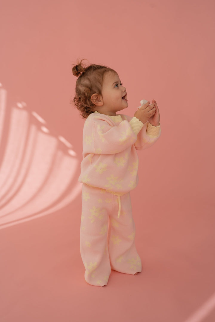 Knit Set | Daisy Floral Lemon