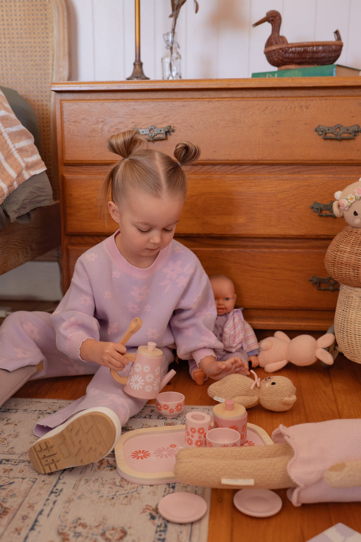 Knit Set | Daisy Pastel Lilac Floral