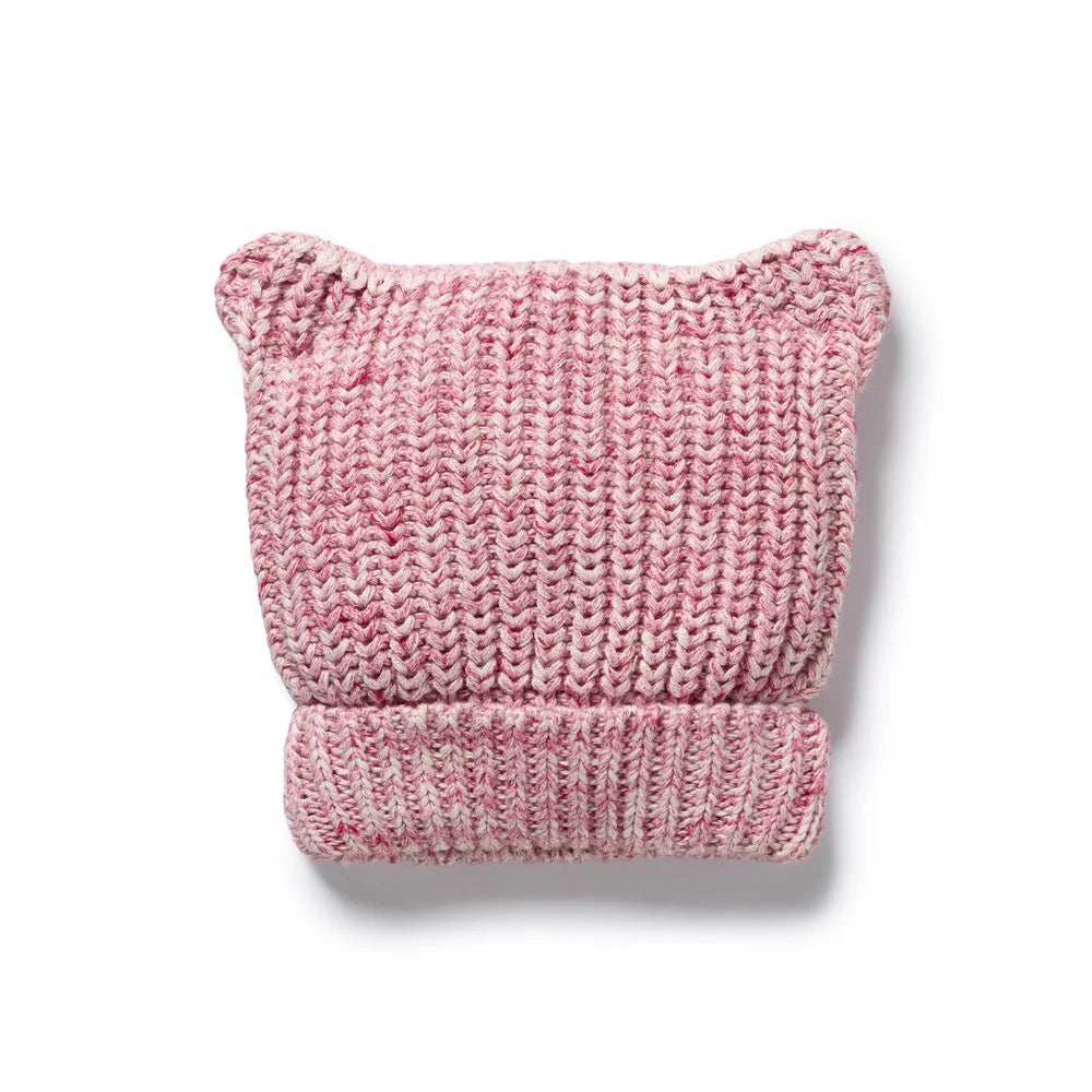 Beanie | Knitted Bear - Rhubarb & Cream
