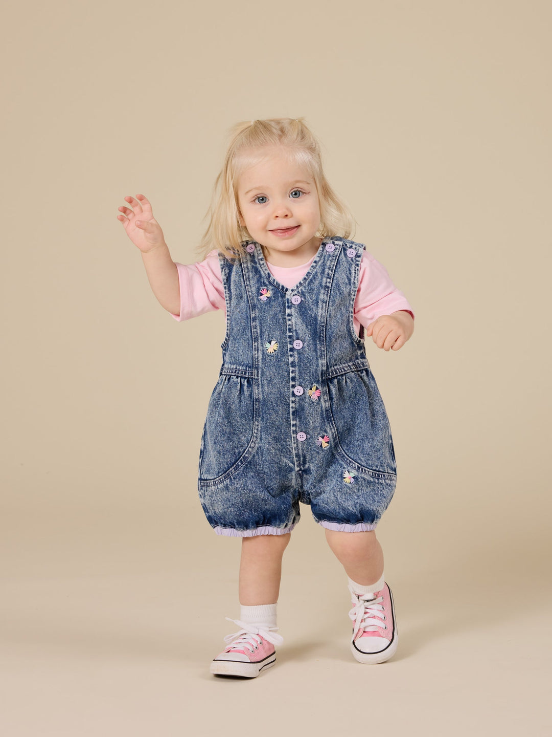 Romper | Nina - Denim Pastel Petals