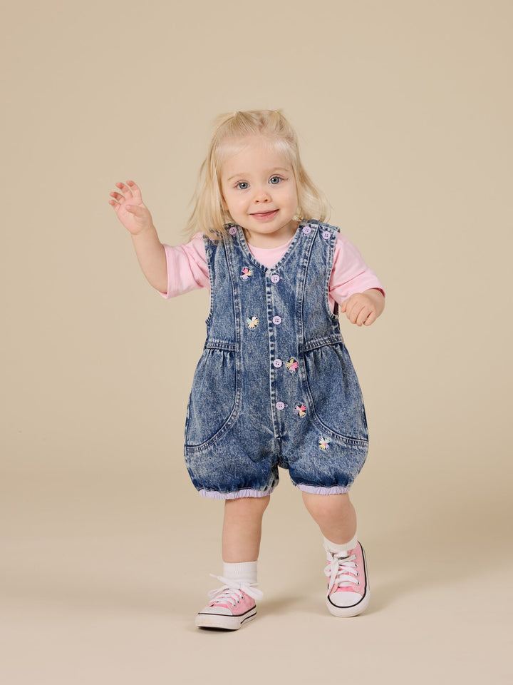 Romper | Nina - Denim Pastel Petals
