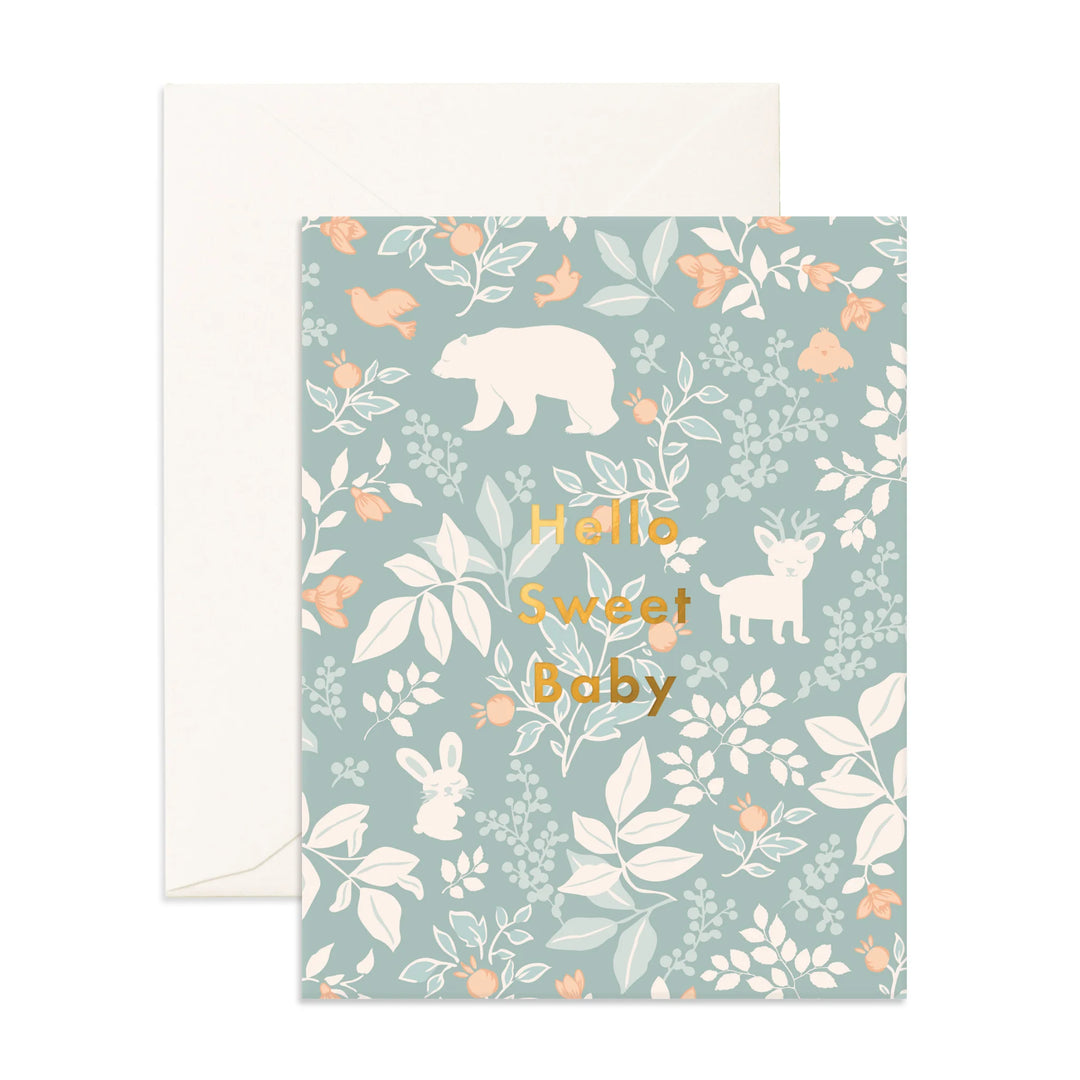 Greeting Card | Hello Sweet Baby - Sage