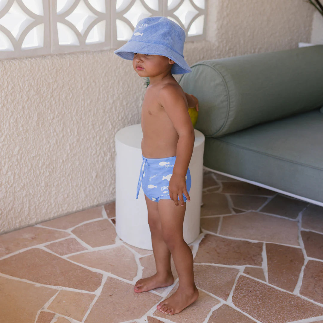 Bucket Hat | Retro Ciao Golden Pesci - Pool Blue