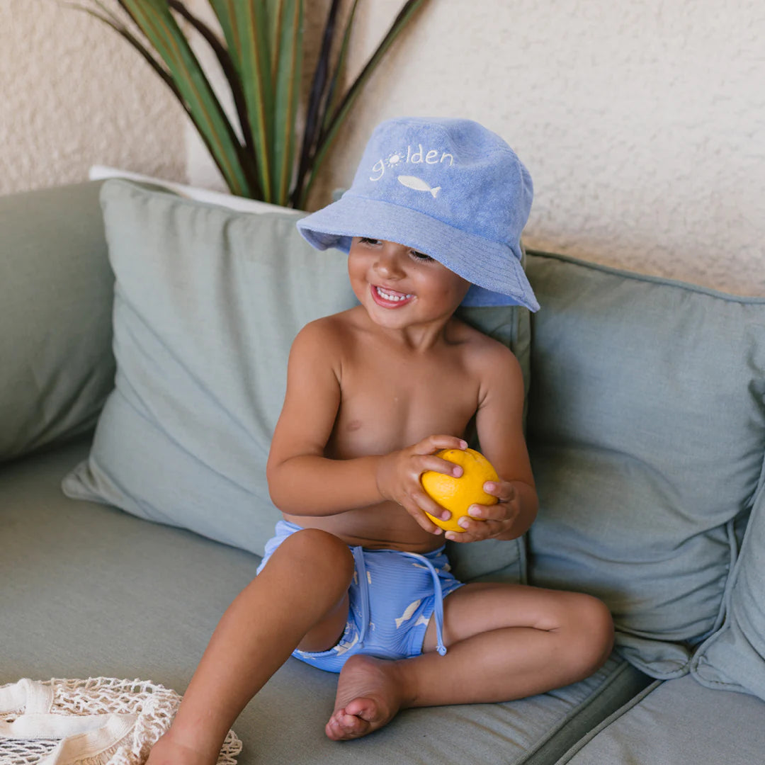 Bucket Hat | Retro Ciao Golden Pesci - Pool Blue