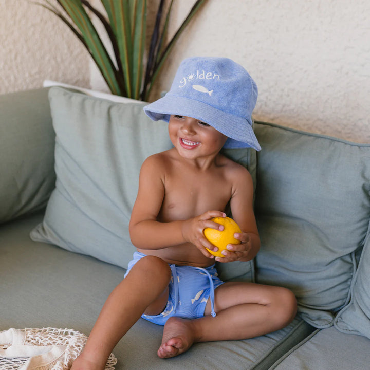 Bucket Hat | Retro Ciao Golden Pesci - Pool Blue