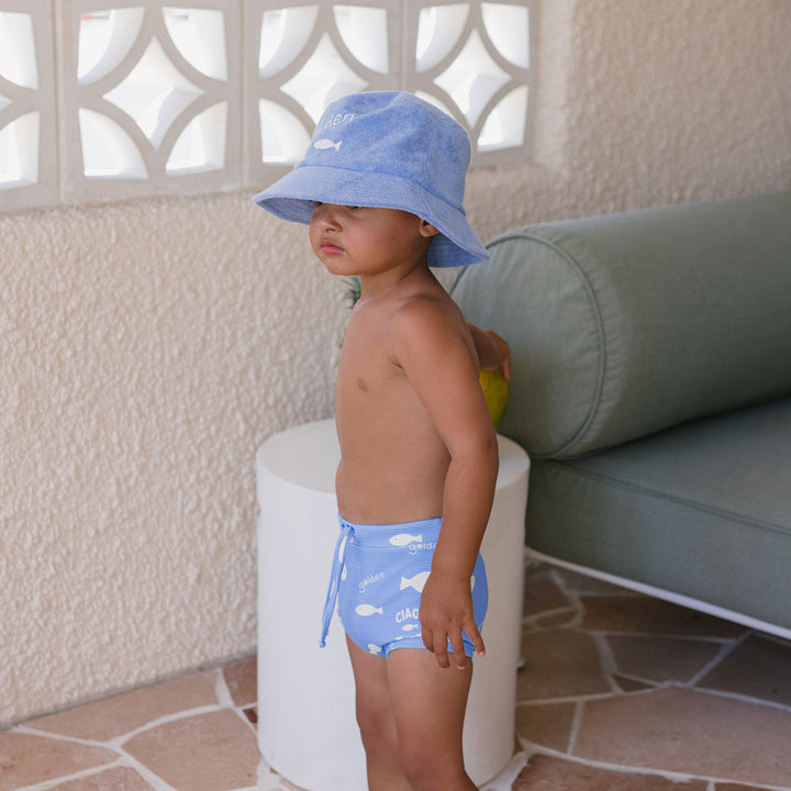Bucket Hat | Retro Ciao Golden Pesci - Pool Blue