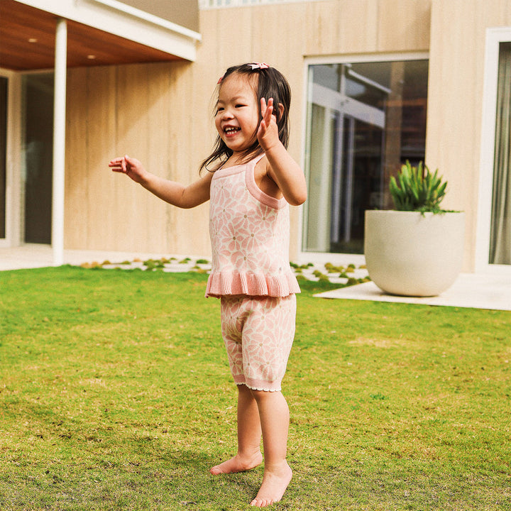 Bike Shorts | Knit Scallop - Hibiscus