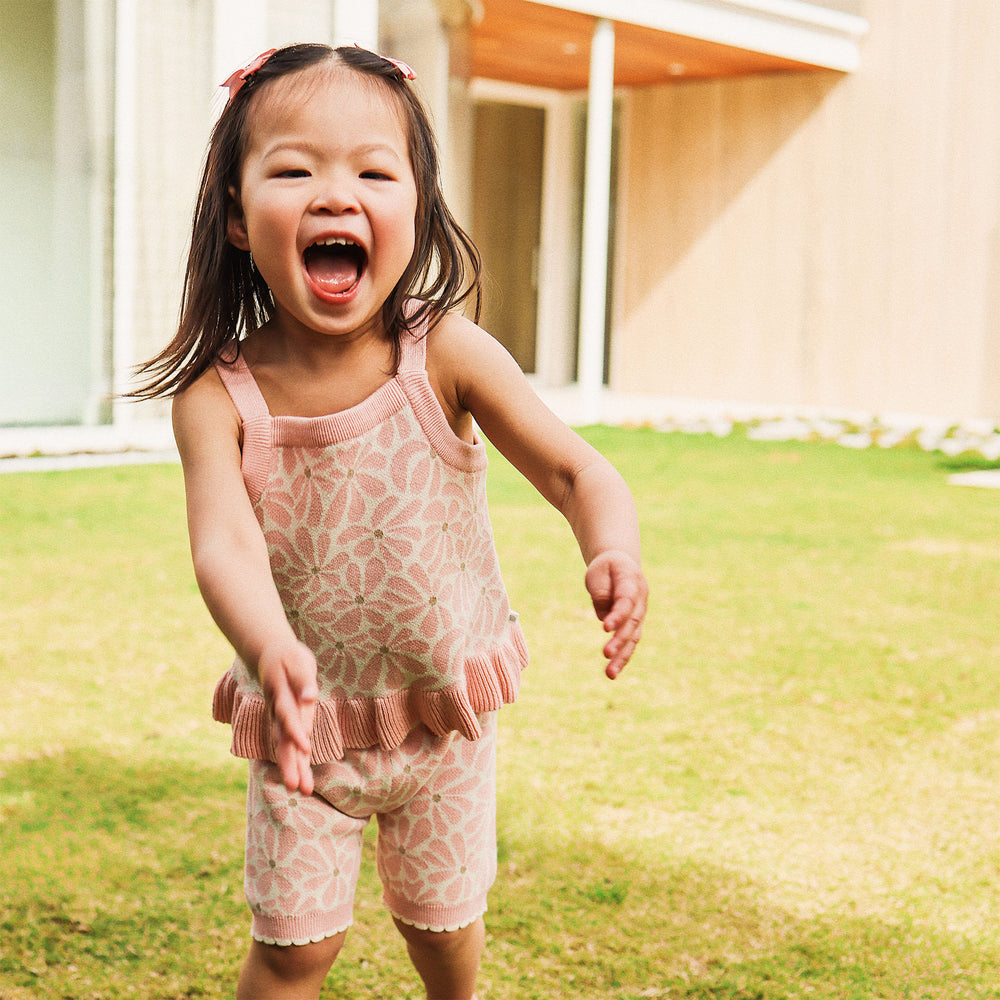 Bike Shorts | Knit Scallop - Hibiscus