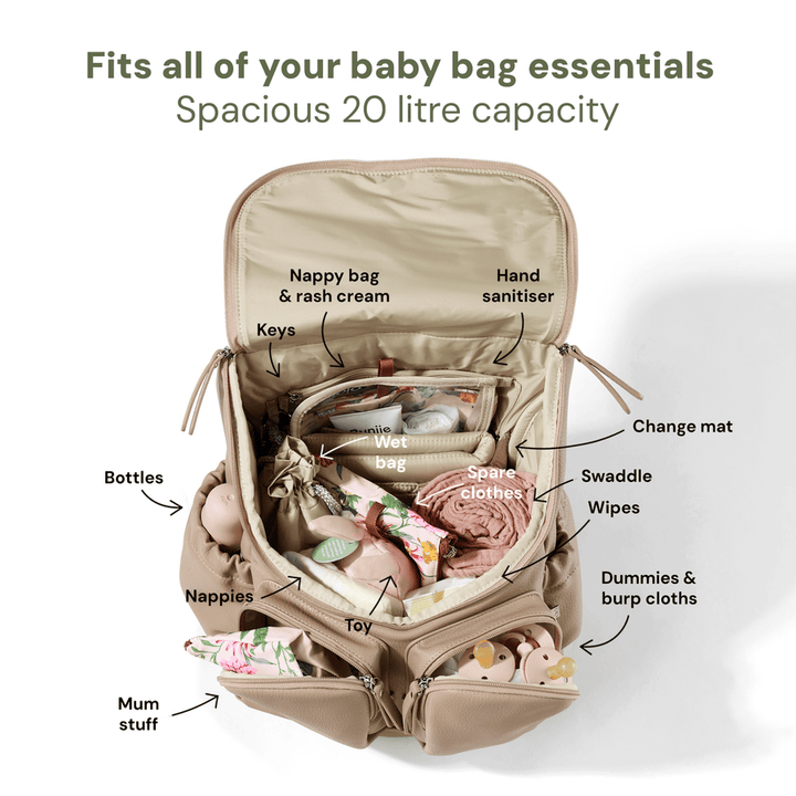 Signature Nappy Backpack - Oat Dimple Vegan Leather