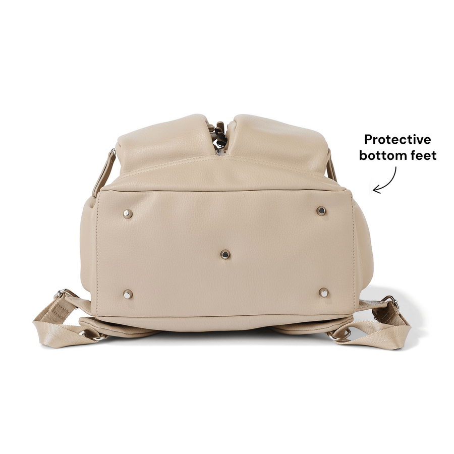 Signature Nappy Backpack - Oat Dimple Vegan Leather