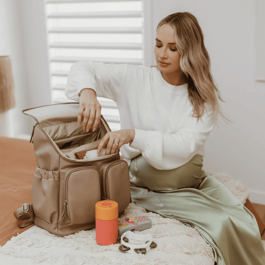 Signature Nappy Backpack - Oat Dimple Vegan Leather