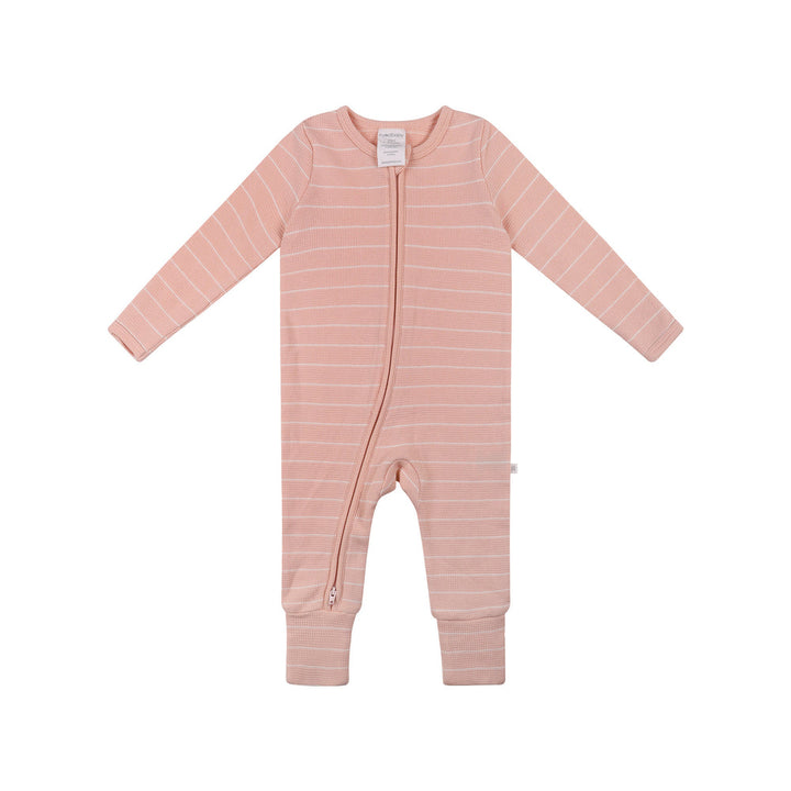 Onesie | Organic Cotton Waffle - Pearl Stripe