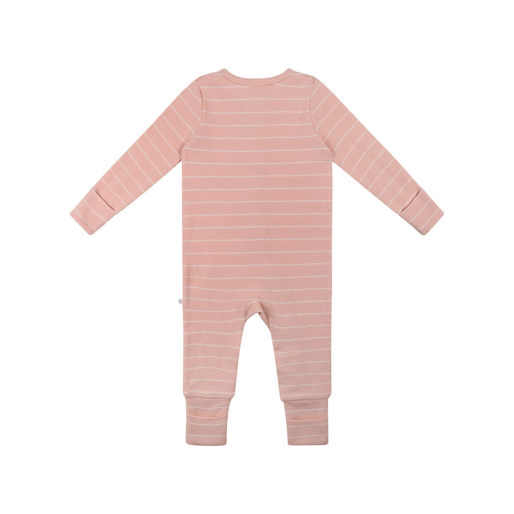 Onesie | Organic Cotton Waffle - Pearl Stripe