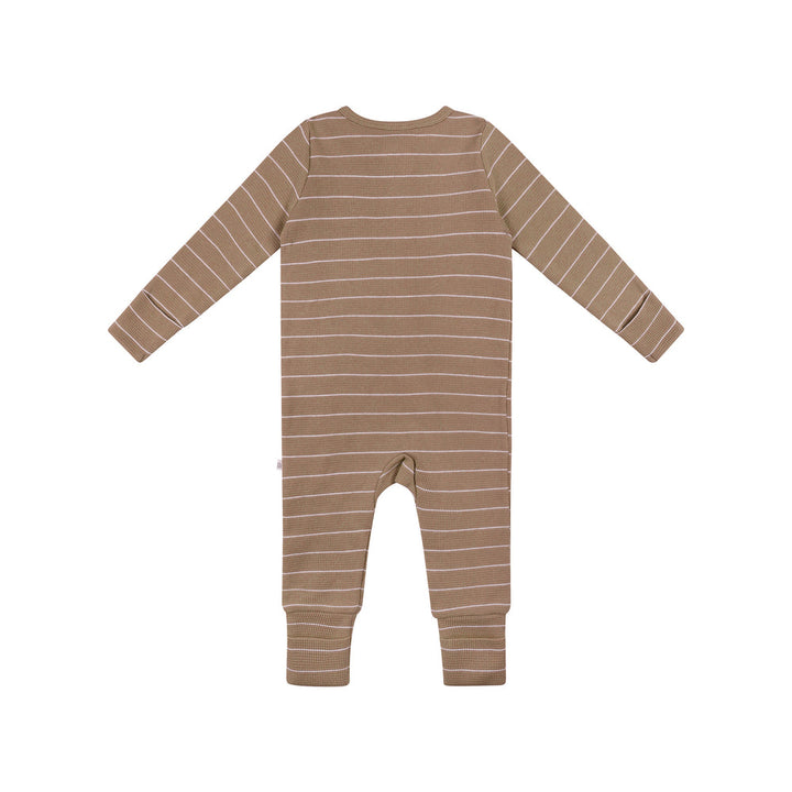 Onesie | Organic Cotton Waffle - Neutral Stripe
