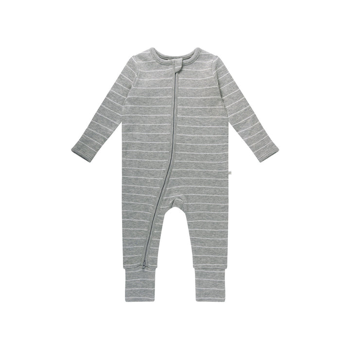 Onesie | Organic Cotton Waffle - Grey Stripe