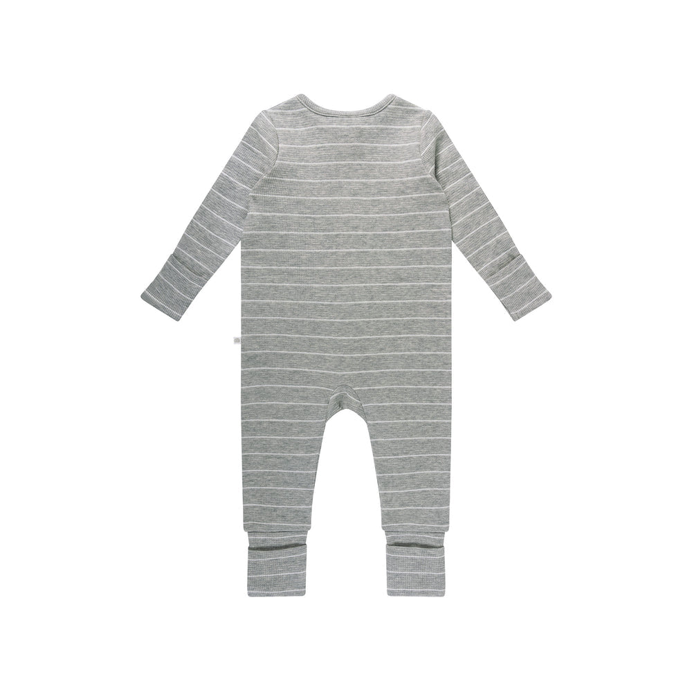 Onesie | Organic Cotton Waffle - Grey Stripe