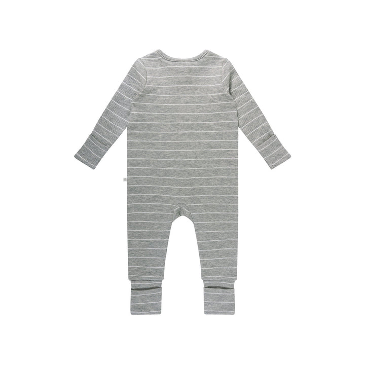Onesie | Organic Cotton Waffle - Grey Stripe
